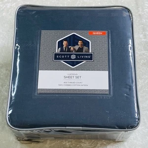 Queen Glanz Scott Living 450 Fadenzahl Laken Set gekämmter Baumwollsatin - Bild 1 von 4