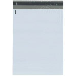 Plymor Poly Mailer White/Gray Bag w/ Closure and Strip, 12" x 15.5" (Cse of 500) - Picture 1 of 1
