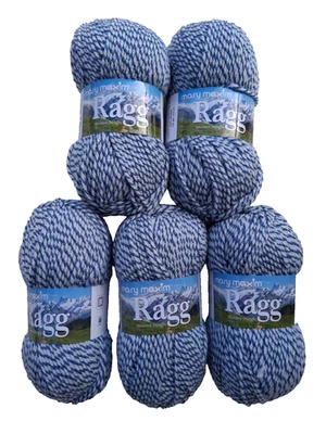 Lot of 5 Mary Maxim RAGG Yarn  - Denim (2 Dye Lots) - Image 1 of 4