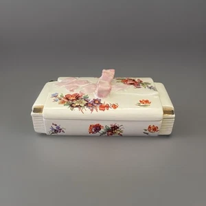 Boîte À Mouchoirs Sarreguemines En Faïence Ancien Fleurs Bon État - Photo 1/7