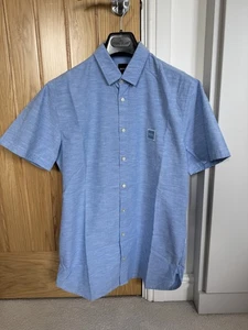 Hugo Boss Blue Short Sleeve Shirt Size Medium Slim Fit EXCELLENT CONDITION! - Picture 1 of 10