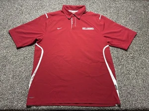 Nike Oklahoma Sooners Polo Mens Medium Red Performance Sport Football Logo - Picture 1 of 15
