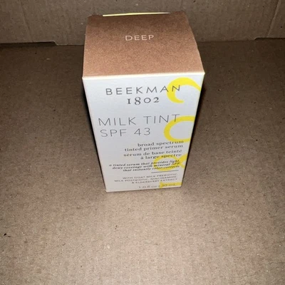 Beekman 1802 MILK TINT SPF 43 Broad Spectrum Tinted Primer Serum 1oz DEEP -New - Image 1 of 4