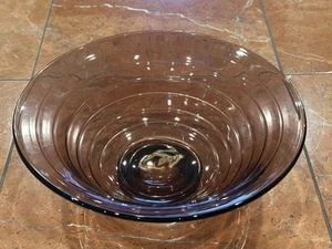 PYRAMID STEP RINGED AMETHYST PURPLE ART GLASS 10" BOWL STUNNING VINTAGE EUC - Picture 1 of 10