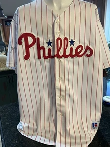 Camiseta De Colección Russell Athletics Phillies Firmada Greg Luzinski XL Abotonada - Imagen 1 de 11