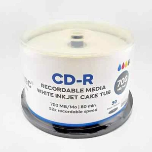 1800 ACU-DISC Pro-Series CD-R White Inkjet 52x 700MB/80mins Blank Discs Cake Tub - Picture 1 of 2
