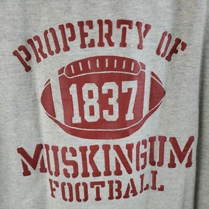 Champion Muskingum College T-Shirt Mens Size Large Grey Football Ohio LS Vintage - Picture 1 of 11