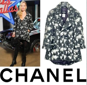 6K New Chanel 2013 Black White Gray Tweed Coat 34 36 38 2 4 6 Grey Jacket S M - Picture 1 of 24