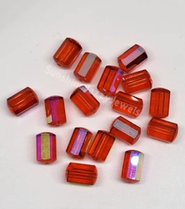 12pc Swarovski Crystal Hyacinth AB 9mm Vintage Cylindrical 5230 Beads - Picture 1 of 2