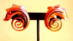 VINTAGE 1950'S MODERNIST SPIRAL COPPER CLIP ARRINGS - Bild 1 von 4