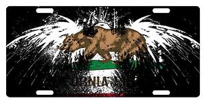CALIFORNIA State Flag Custom License Plate Eagle Emblem Version # 10