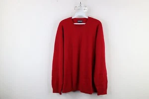 Vintage 90s Lands End Mens Large Distressed Soft Cashmere Knit Crewneck Sweater - Picture 1 of 15