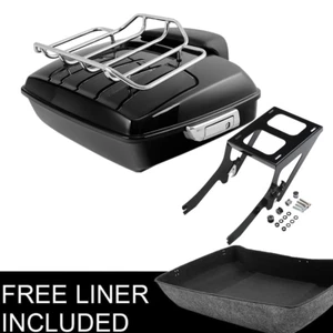 Black Chopped Trunk Backrest Pad Mount Rack Fit For Heritage Classic 2018-2025 - Picture 1 of 11