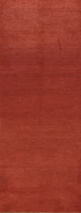 Handmade Solid Color Modern Gabbeh Wool Rust Runner Rug 3x10 - Picture 1 of 17