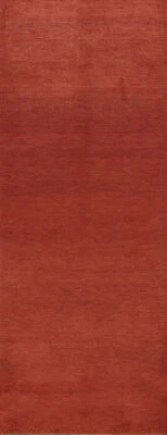 Handmade Solid Color Modern Gabbeh Wool Rust Runner Rug 3x10 - Image 1 of 4