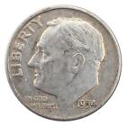 1954-D Roosevelt Dime Average Circulated 90% Silver