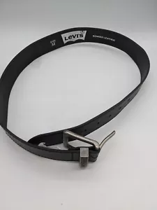 LEVIS Men's Black Bonded Leather Belt with Silver Buckle Size 32 - Picture 1 of 7