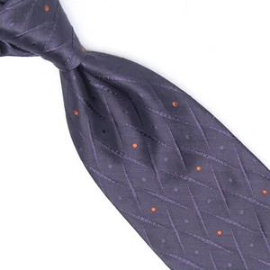 Donna Karan Signature Mens Italian Silk Necktie Purple Orange Diamond Weave Tie - Picture 1 of 7