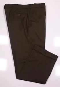 Pantalone Adrian Jules tinta unita marrone piatto davanti lana abito su misura recente 38x30 - Foto 1 di 6