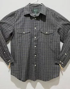 Men's Woolrich Shirt Size L Roll-Tab Sleeve Button Down Plaid Pockets EUC - Picture 1 of 6