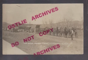 Thermopolis WYOMING RPPC c1910 CARRI MERCI Teamsters DIECI CAVALLI GANCIO carro WY - Foto 1 di 5