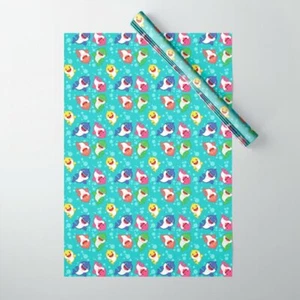 BABY SHARK GIFT WRAP WRAPPING PAPER BOY BLUE 5 ~ 20" x 29" FLAT SHEETS NEW - Picture 1 of 3