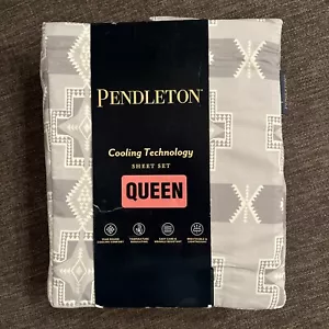 Pendleton Queen 4-Piece Sheet Set Cooling Technology Gray White Aztec NWT - Picture 1 of 4