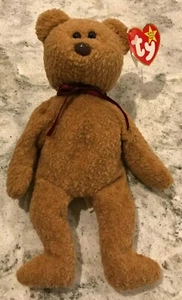 MUY RARO TY Gorro Bebé Oso Rizado Errores Faciales Etiqueta Errores Excelente Estado - Imagen 1 de 10