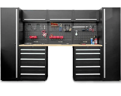 Werkstatteinrichtung Werkbank Werkstatt Set XXL mit Buchenholzarbeitsplatte - Bild 1 von 4