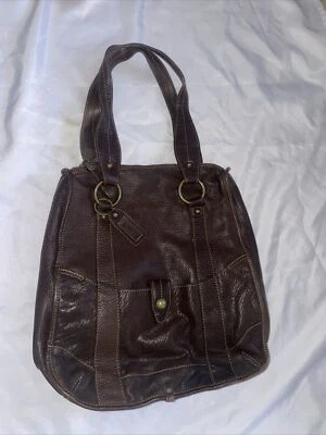 CATERINA LUCCHI Bolso de Mano de Cuero Italiano Grande Hobo Bolso Cartera Marrón Oscuro Foto 1 de 4