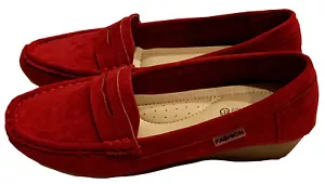 Womens Suede Moccasin Slippers House Shoes Slip On Wine Size 7 - Picture 1 of 3