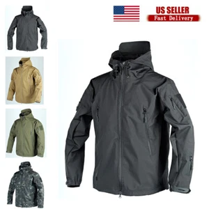Mens Tactical Jacket Casual Work Sports Military Waterproof Full Zip Spring Coat - Picture 1 of 25