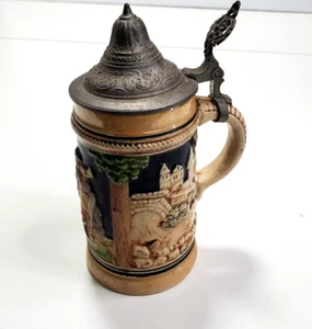 German Beer Stein With Lid SMALL 6 Inches To Tip - Picture 1 of 9