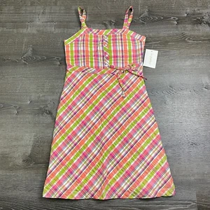 NWT KC Parker Girls Dress Plaid Multicolor Lined Half Button Size 14 - Picture 1 of 4