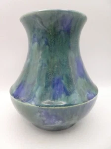 FOWLER WARE BLUE GREEN DRIP GLAZE ART DECO AUSTRALIAN POTTERY VASE - Picture 1 of 6