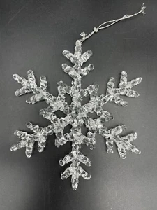 Vintage Clear Plastic Christmas Snowflake Ornament 6.5" - Picture 1 of 5