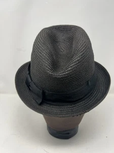 Schildkröte K Marke schwarz Fedora Hut Pinch Front Stroh Fedora schwarz Größe S - Bild 1 von 6