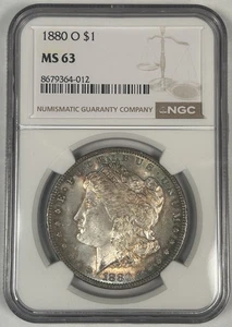1880-O Morgan Silver $1 Dollar Coin Toned NGC MS 63 Micro-o Looks Nicer - Picture 1 of 2