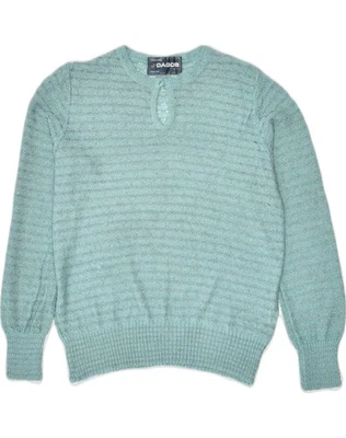 VINTAGE Womens Crew Neck Jumper Sweater UK 10 Small Blue Viscose IA06 - Image 1 of 3