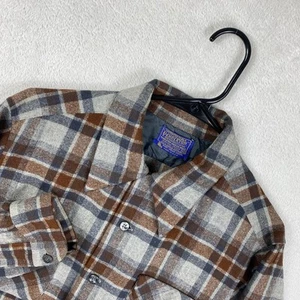 Pendleton Original Camisa de Tablero de Lana para Hombres M Marrón Sombra Cuadros Cuello Lazo LEER - Imagen 1 de 7