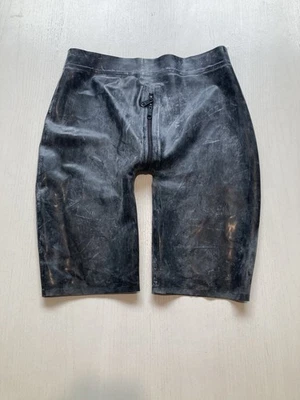 Pantalones Cortos 100% Para Hombres Látex Goma Fetiche Club Wear BDSM Entrepierna con Cremallera Foto 1 de 2