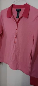 Jones Of NY SIGNATURE Pink Knit L/S Top Dark Pink Collar & Cuffs Wmn Large - Picture 1 of 4