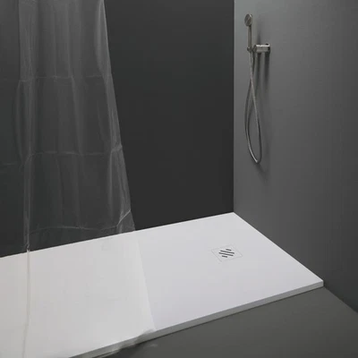 ZERO Duschwanne Mineralguss Premium Weiß Leicht und Massiv Antirutsch inkl. Siphon