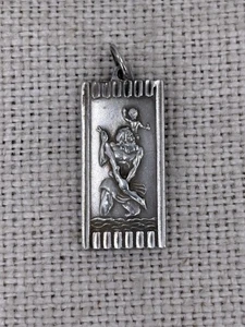 DE COLECCIÓN c.1970s S&K plata esterlina rectangular ST CHRISTOPHER colgante encanto - Imagen 1 de 5