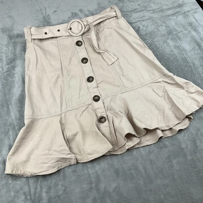 Nine West Women Skirt XS Khaki Button Front Belted Flare Teacher Core NWOT - Image 1 of 4