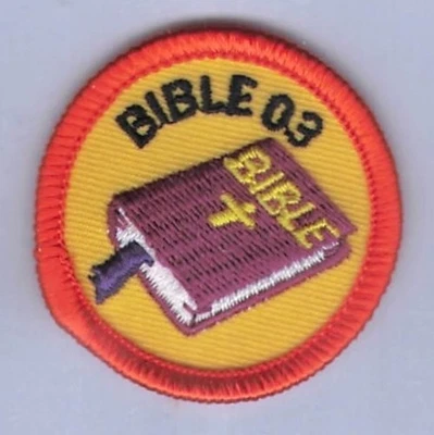 Patch Royal Ranger c1980 Master Christian Bible 03 Club Merit Badge Orange 2" - Image 1 of 3