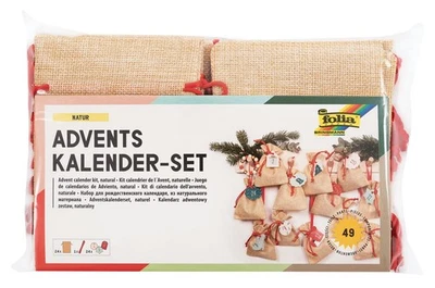 folia 63121 - Adventskalender Set mit Säckchen in Jute-Optik, Schnur 2 m lang, 2 - Bild 1 von 4