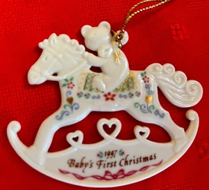 Vintage Lenox 1997 Baby's First Christmas Rocking Horse Ornament No Box Mint - Picture 1 of 3