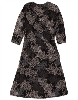 Maxi Vestido LAURA ASHLEY Mujer Manga 3/4 Reino Unido 16 Grande Negro Floral Rayón DJ11 Foto 1 de 4