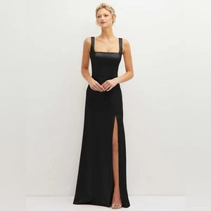 THREAD Augusta Satin Maxikleid Large schwarz Charmeuse Seitenschlitz Brautjungfer TH126 - Bild 1 von 10